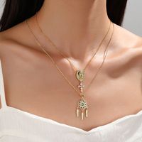 Casual Simple Style Cross Water Droplets Copper Plating Inlay Zircon Gold Plated Pendant Necklace main image 2