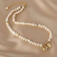 Simple Style Geometric Leaf Smiley Face Alloy Pearl Necklace 1 Piece sku image 47
