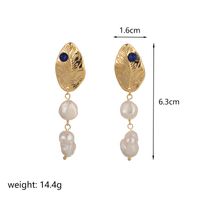 1 Pair Classical Retro Leaf Plating Inlay Copper Resin Freshwater Pearl 18k Gold Plated Drop Earrings sku image 1