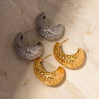 1 Pair Ig Style Simple Style C Shape Plating Stainless Steel 18k Gold Plated Ear Studs main image 5