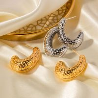 1 Pair Ig Style Simple Style C Shape Plating Stainless Steel 18k Gold Plated Ear Studs main image 4