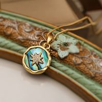 Simple Style Commute Star Bee Copper 18k Gold Plated Shell Zircon Pendant Necklace In Bulk sku image 4