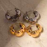 1 Pair Simple Style Solid Color Plating Stainless Steel 18k Gold Plated Ear Studs main image 4