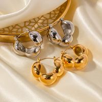 1 Pair Simple Style Solid Color Plating Stainless Steel 18k Gold Plated Ear Studs main image 6