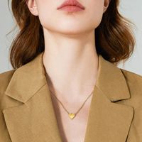 201 Edelstahl Vergoldet Einfacher Stil Herzform Halskette Mit Anhänger main image 3