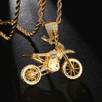 Casual Motorcycle Stainless Steel Copper Inlay Zircon Unisex Pendant Necklace main image 11