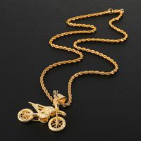 Casual Motorcycle Stainless Steel Copper Inlay Zircon Unisex Pendant Necklace main image 10