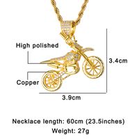 Casual Motorcycle Stainless Steel Copper Inlay Zircon Unisex Pendant Necklace main image 9