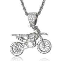 Casual Motorcycle Stainless Steel Copper Inlay Zircon Unisex Pendant Necklace main image 8