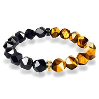 Hip-hop Retro Rhombus Tigereye Obsidian Beaded Men's Bracelets sku image 1