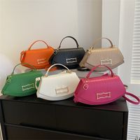 Women's Pu Leather Solid Color Vintage Style Semicircle Flip Cover Shoulder Bag Handbag Crossbody Bag main image 8