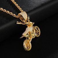 Casual Motorcycle Stainless Steel Copper Inlay Zircon Unisex Pendant Necklace main image 2