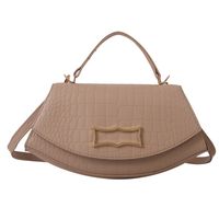 Women's Pu Leather Solid Color Vintage Style Semicircle Flip Cover Shoulder Bag Handbag Crossbody Bag sku image 1