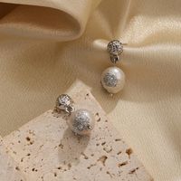 1 Pair Classical Retro Round Plating Inlay Copper Freshwater Pearl 18k Gold Plated Silver Plated Drop Earrings main image 7