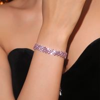 Élégant Sucré Couleur Unie Le Cuivre Strass Bracelets Bracelet En Masse main image 12