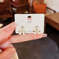 1 Pair Simple Style Bow Knot Inlay Alloy Zircon Drop Earrings sku image 1