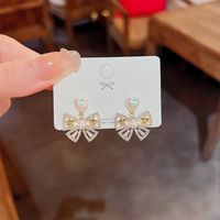 1 Pair Simple Style Bow Knot Inlay Alloy Zircon Drop Earrings main image 1