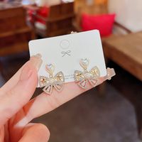 1 Pair Simple Style Bow Knot Inlay Alloy Zircon Drop Earrings main image 3