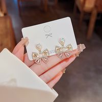 1 Pair Simple Style Bow Knot Inlay Alloy Zircon Drop Earrings main image 2