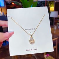 Elegant Lady Flower Titanium Steel Zircon Pendant Necklace In Bulk sku image 1