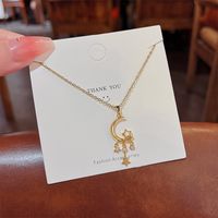 Simple Style Solid Color Titanium Steel Zircon Pendant Necklace In Bulk sku image 1