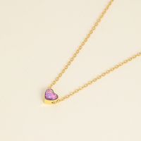 Basic Romantic Sweet Heart Shape Copper Plating Inlay Artificial Gemstones 18k Gold Plated Necklace main image 6