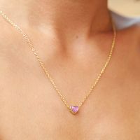 Basic Romantic Sweet Heart Shape Copper Plating Inlay Artificial Gemstones 18k Gold Plated Necklace main image 9