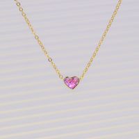 Basic Romantic Sweet Heart Shape Copper Plating Inlay Artificial Gemstones 18k Gold Plated Necklace main image 5