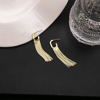 1 Pair Simple Style C Shape Tassel Plating Copper Drop Earrings main image 5