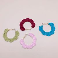 1 Paire Style Simple Couleur Unie Tresser Matériaux Mixtes Des Boucles D'oreilles main image 4