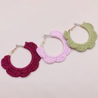 1 Paire Style Simple Couleur Unie Tresser Matériaux Mixtes Des Boucles D'oreilles main image 6