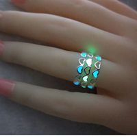 Cute Simple Style Heart Shape Alloy Luminous Plating Hollow Out Women's Rings main image 4