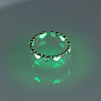 Cute Simple Style Heart Shape Alloy Luminous Plating Hollow Out Women's Rings sku image 1