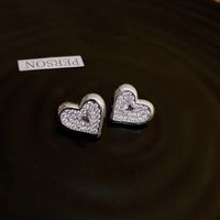 Fashion Heart Shape Copper Inlay Zircon Drop Earrings 1 Pair sku image 18