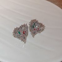 Fashion Heart Shape Copper Inlay Zircon Drop Earrings 1 Pair sku image 7