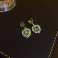 Fashion Heart Shape Copper Inlay Zircon Drop Earrings 1 Pair sku image 3