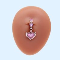 Cute Wedding Bridal Star Heart Shape Stainless Steel Alloy Copper Plating Inlay Artificial Crystal Agate Zircon 14k Gold Plated Silver Plated Belly Ring main image 10