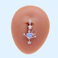 Cute Wedding Bridal Star Heart Shape Stainless Steel Alloy Copper Plating Inlay Artificial Crystal Agate Zircon 14k Gold Plated Silver Plated Belly Ring main image 8