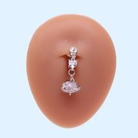 Cute Wedding Bridal Star Heart Shape Stainless Steel Alloy Copper Plating Inlay Artificial Crystal Agate Zircon 14k Gold Plated Silver Plated Belly Ring main image 9