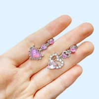 Cute Wedding Bridal Star Heart Shape Stainless Steel Alloy Copper Plating Inlay Artificial Crystal Agate Zircon 14k Gold Plated Silver Plated Belly Ring main image 7