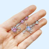 Cute Wedding Bridal Star Heart Shape Stainless Steel Alloy Copper Plating Inlay Artificial Crystal Agate Zircon 14k Gold Plated Silver Plated Belly Ring main image 6