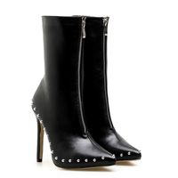 Women's Punk Streetwear Solid Color Point Toe Riding Boots main image 5