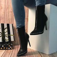 Women's Punk Streetwear Solid Color Point Toe Riding Boots main image 6