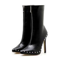 Women's Punk Streetwear Solid Color Point Toe Riding Boots sku image 9