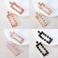 1 Pair Fashion Rectangle Rhinestone Glass Hollow Out Women's Chandelier Earrings main image 6