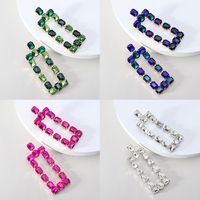 1 Pair Fashion Rectangle Rhinestone Glass Hollow Out Women's Chandelier Earrings main image 11