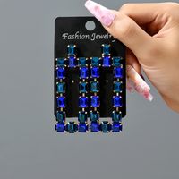 1 Pair Fashion Rectangle Rhinestone Glass Hollow Out Women's Chandelier Earrings main image 10