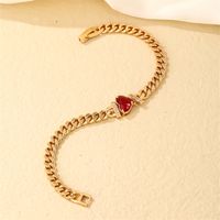 304 Stainless Steel Copper K Gold Plated Casual Shiny Plating Inlay Four Leaf Clover Water Droplets Heart Shape Zircon Bracelets main image 3