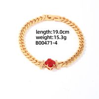304 Stainless Steel Copper K Gold Plated Casual Shiny Plating Inlay Four Leaf Clover Water Droplets Heart Shape Zircon Bracelets sku image 1