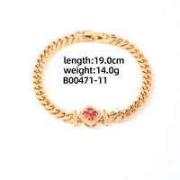 304 Stainless Steel Copper K Gold Plated Casual Shiny Plating Inlay Four Leaf Clover Water Droplets Heart Shape Zircon Bracelets sku image 2